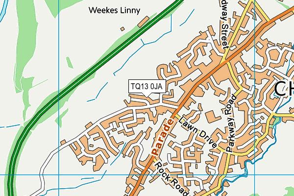 TQ13 0JA map - OS VectorMap District (Ordnance Survey)