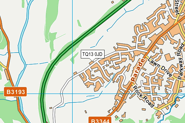 TQ13 0JD map - OS VectorMap District (Ordnance Survey)