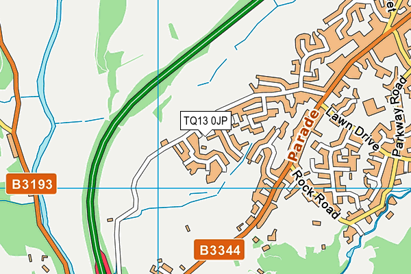 TQ13 0JP map - OS VectorMap District (Ordnance Survey)