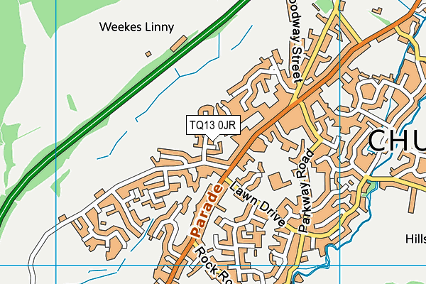 TQ13 0JR map - OS VectorMap District (Ordnance Survey)