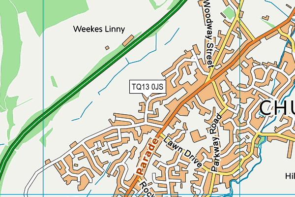 TQ13 0JS map - OS VectorMap District (Ordnance Survey)