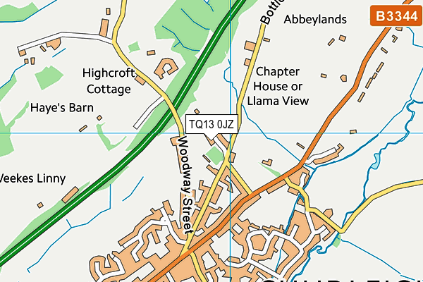 TQ13 0JZ map - OS VectorMap District (Ordnance Survey)