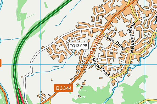 TQ13 0PB map - OS VectorMap District (Ordnance Survey)