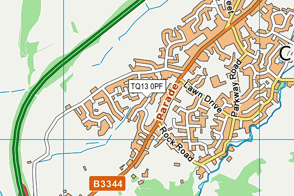 TQ13 0PF map - OS VectorMap District (Ordnance Survey)