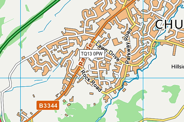 TQ13 0PW map - OS VectorMap District (Ordnance Survey)