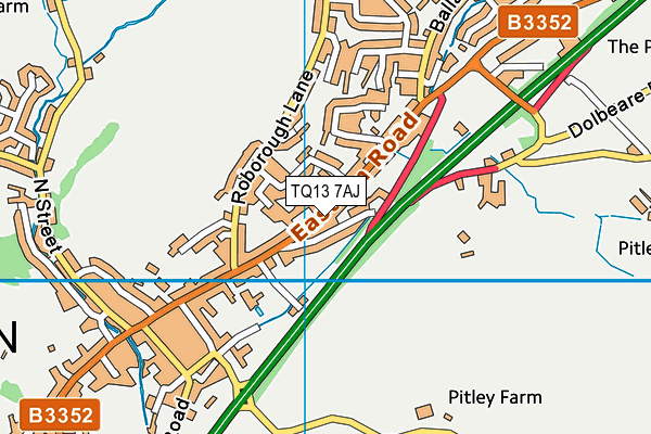TQ13 7AJ map - OS VectorMap District (Ordnance Survey)