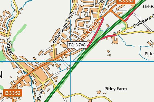 TQ13 7AS map - OS VectorMap District (Ordnance Survey)