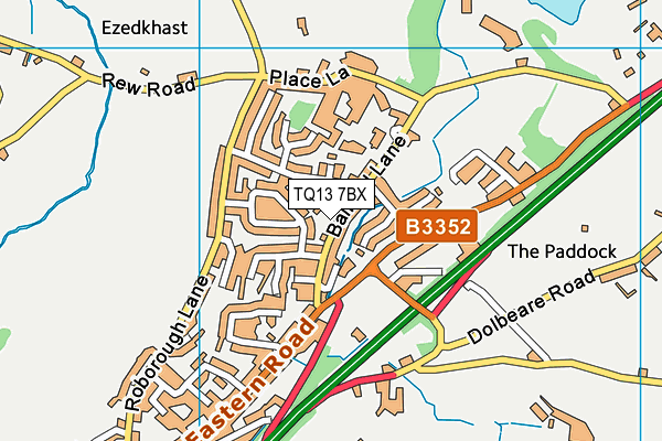 Ashburton Cricket Club map (TQ13 7BX) - OS VectorMap District (Ordnance Survey)