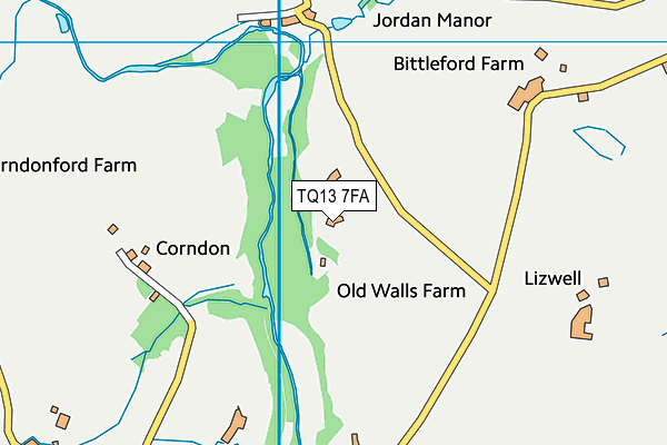TQ13 7FA map - OS VectorMap District (Ordnance Survey)