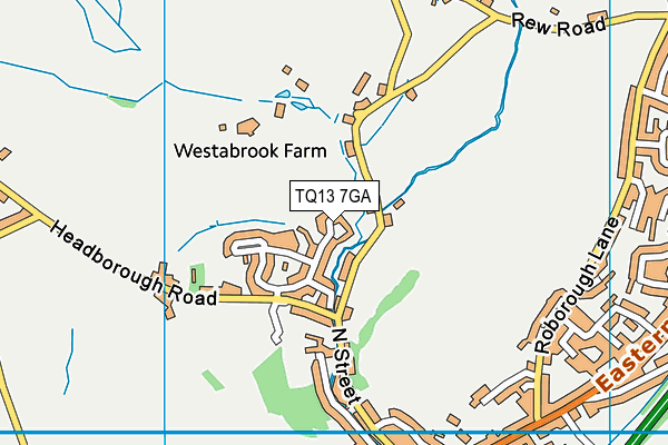 TQ13 7GA map - OS VectorMap District (Ordnance Survey)