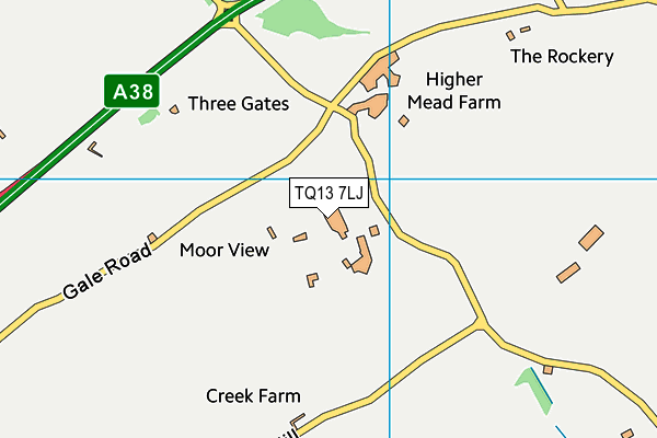 TQ13 7LJ map - OS VectorMap District (Ordnance Survey)
