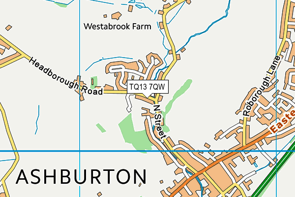 TQ13 7QW map - OS VectorMap District (Ordnance Survey)