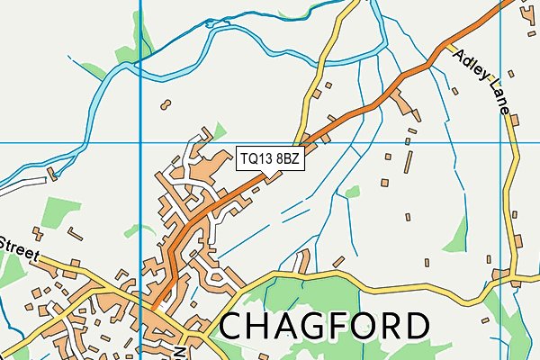 Chagford C Of E Primary School map (TQ13 8BZ) - OS VectorMap District (Ordnance Survey)