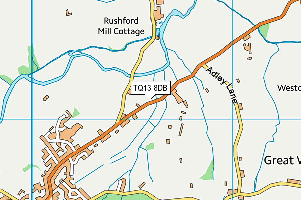 TQ13 8DB map - OS VectorMap District (Ordnance Survey)
