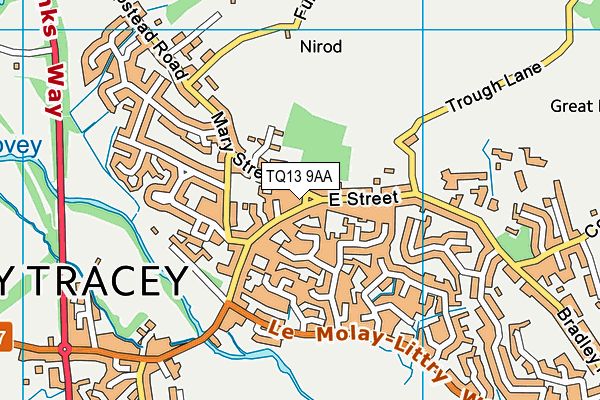TQ13 9AA map - OS VectorMap District (Ordnance Survey)