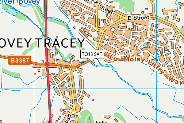 TQ13 9AF map - OS VectorMap District (Ordnance Survey)