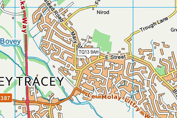 TQ13 9AH map - OS VectorMap District (Ordnance Survey)