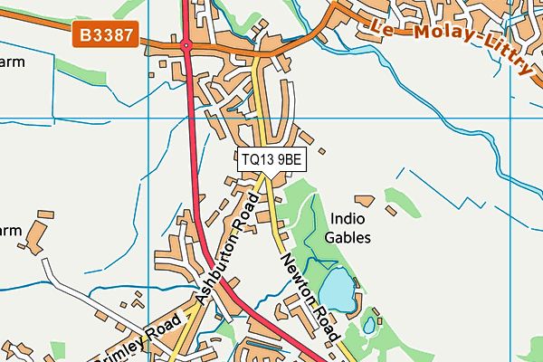 TQ13 9BE map - OS VectorMap District (Ordnance Survey)