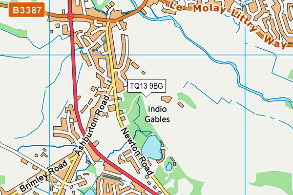 TQ13 9BG map - OS VectorMap District (Ordnance Survey)
