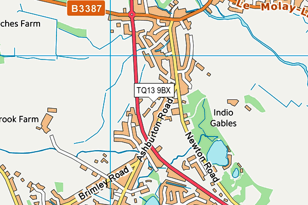 TQ13 9BX map - OS VectorMap District (Ordnance Survey)