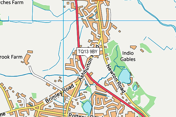 TQ13 9BY map - OS VectorMap District (Ordnance Survey)