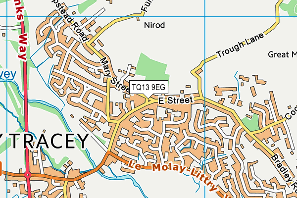 TQ13 9EG map - OS VectorMap District (Ordnance Survey)