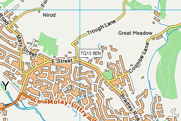 TQ13 9EN map - OS VectorMap District (Ordnance Survey)