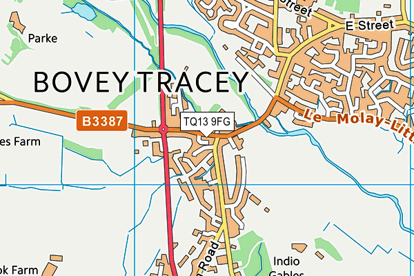 TQ13 9FG map - OS VectorMap District (Ordnance Survey)