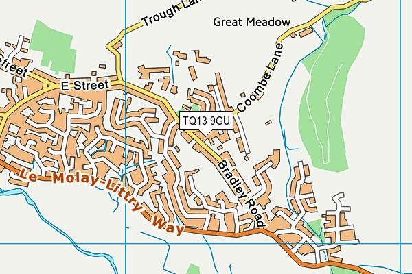 TQ13 9GU map - OS VectorMap District (Ordnance Survey)