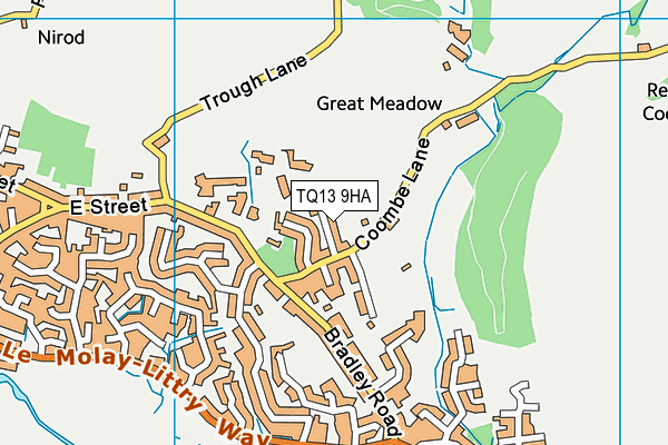 TQ13 9HA map - OS VectorMap District (Ordnance Survey)