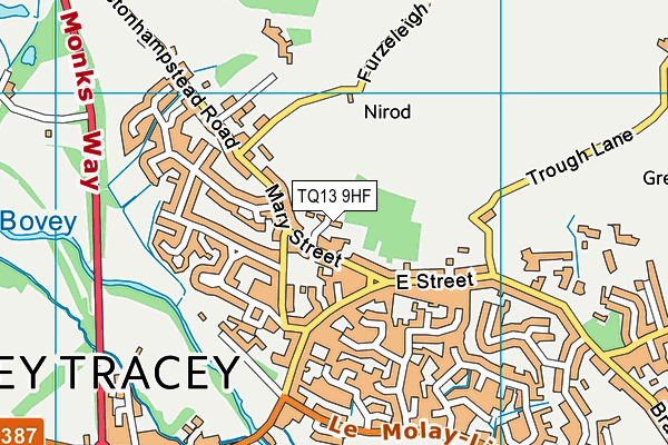 TQ13 9HF map - OS VectorMap District (Ordnance Survey)