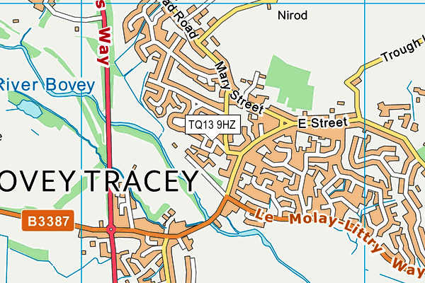Bovey Tracey Primary School map (TQ13 9HZ) - OS VectorMap District (Ordnance Survey)