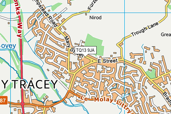 TQ13 9JA map - OS VectorMap District (Ordnance Survey)