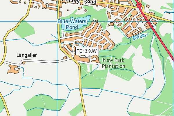 TQ13 9JW map - OS VectorMap District (Ordnance Survey)