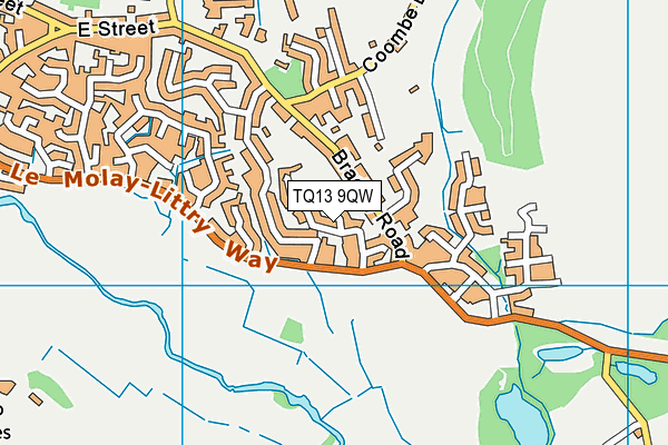 TQ13 9QW map - OS VectorMap District (Ordnance Survey)