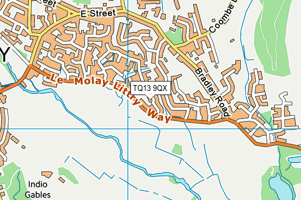 TQ13 9QX map - OS VectorMap District (Ordnance Survey)