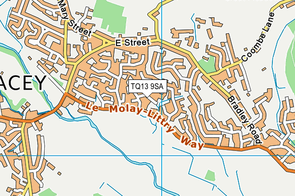 TQ13 9SA map - OS VectorMap District (Ordnance Survey)