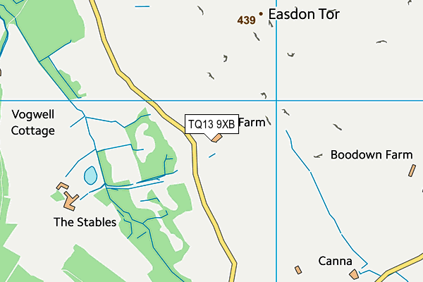 TQ13 9XB map - OS VectorMap District (Ordnance Survey)