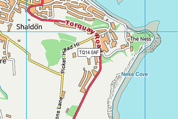 TQ14 0AF map - OS VectorMap District (Ordnance Survey)