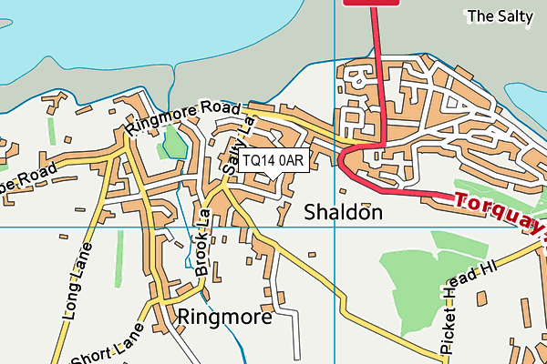 TQ14 0AR map - OS VectorMap District (Ordnance Survey)