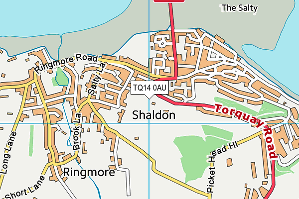 TQ14 0AU map - OS VectorMap District (Ordnance Survey)