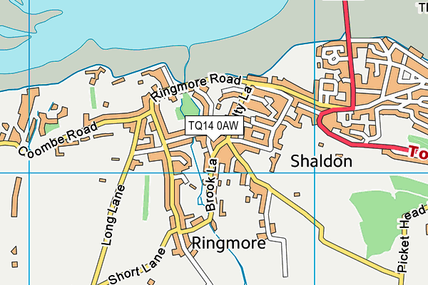 TQ14 0AW map - OS VectorMap District (Ordnance Survey)