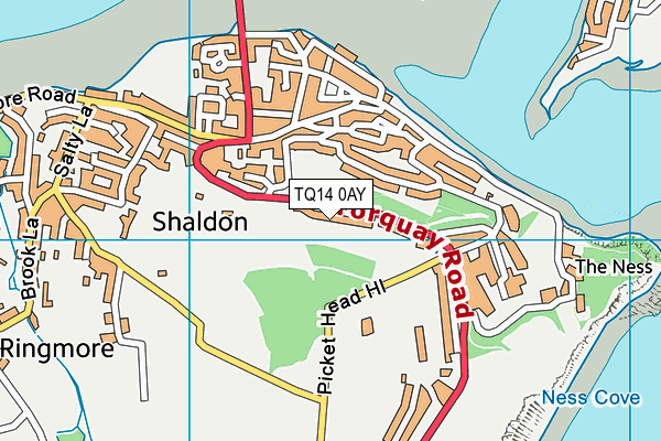 TQ14 0AY map - OS VectorMap District (Ordnance Survey)