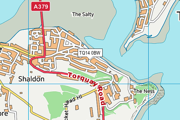 TQ14 0BW map - OS VectorMap District (Ordnance Survey)