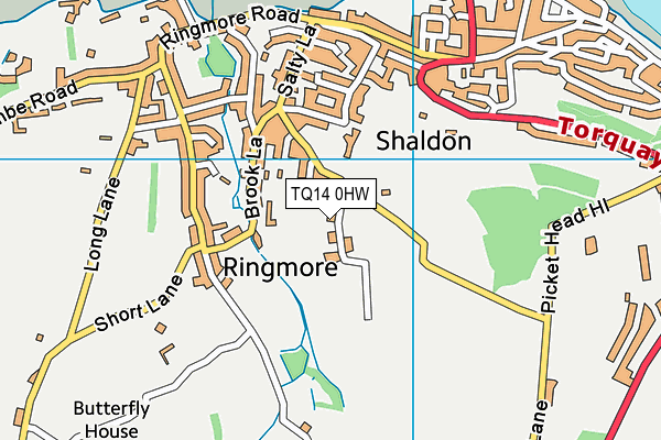 TQ14 0HW map - OS VectorMap District (Ordnance Survey)