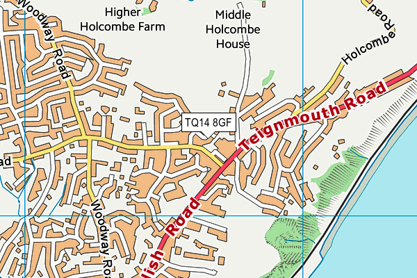 TQ14 8GF map - OS VectorMap District (Ordnance Survey)