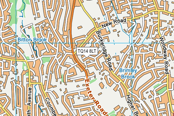 TQ14 8LT map - OS VectorMap District (Ordnance Survey)