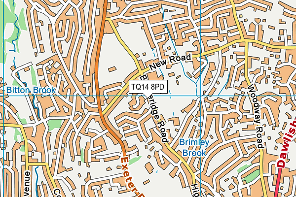 TQ14 8PD map - OS VectorMap District (Ordnance Survey)