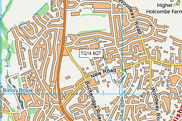 TQ14 8QT map - OS VectorMap District (Ordnance Survey)