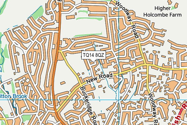 TQ14 8QZ map - OS VectorMap District (Ordnance Survey)